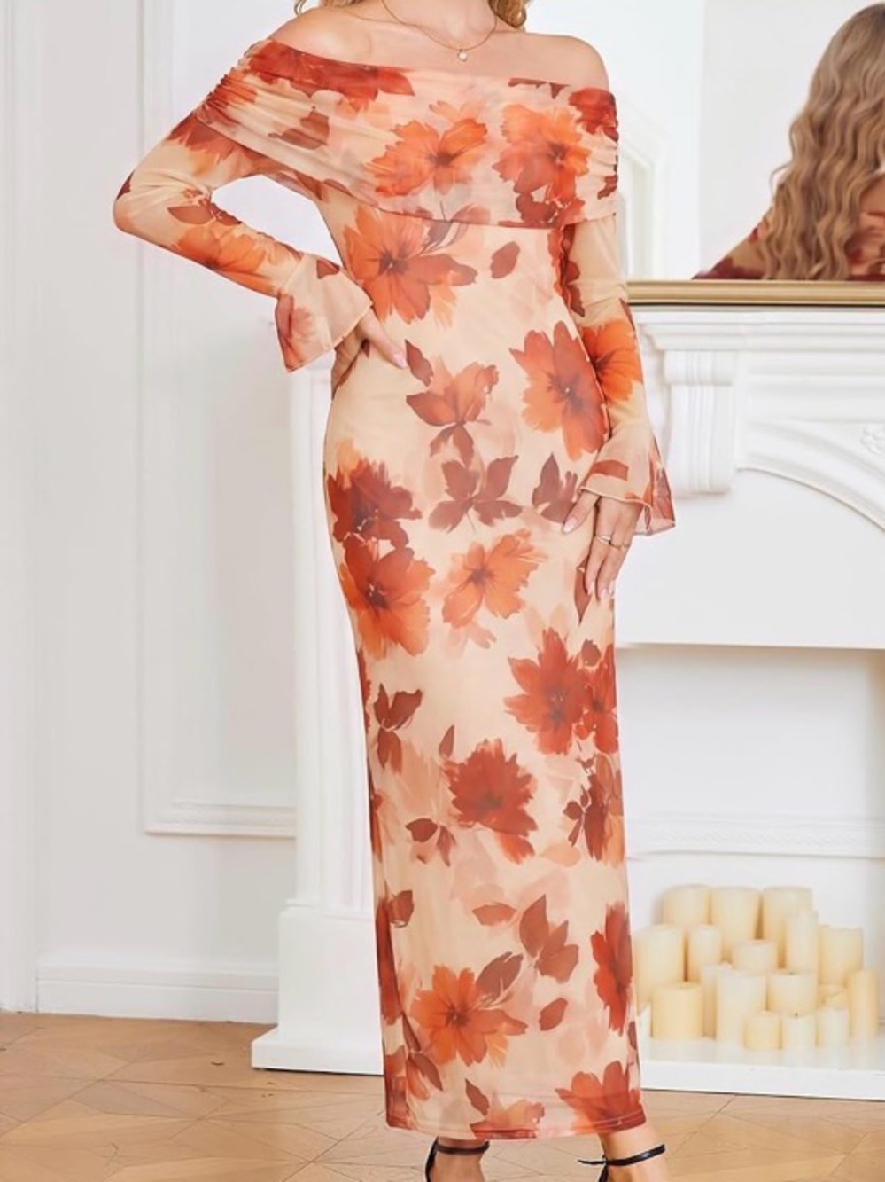 Autumn Off Shoulder Maxi Dress